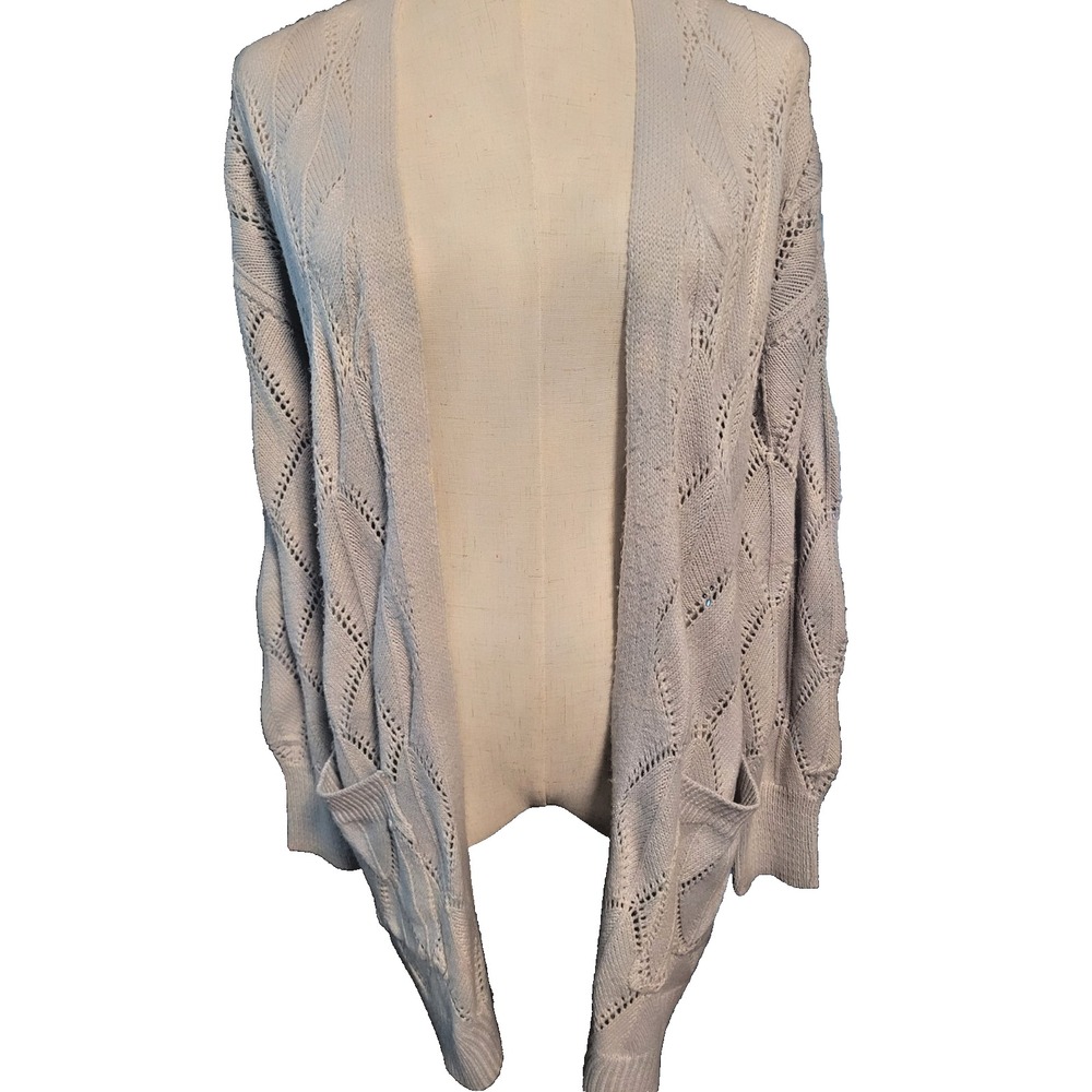 Pink Rose Womens SZ M Open Front Knit Boho Cottagecore Chunky Coastal Cardigan
